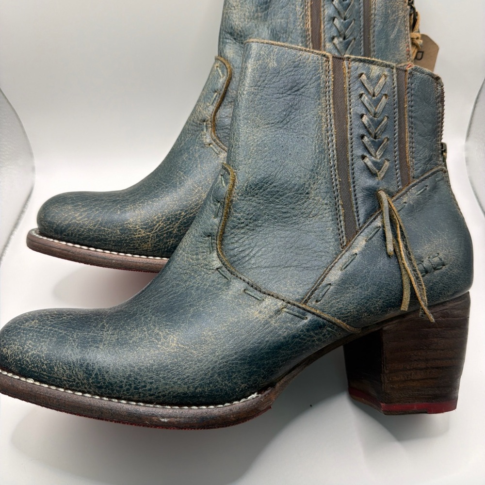 BED|STU Distressed Blue Ankle Boots